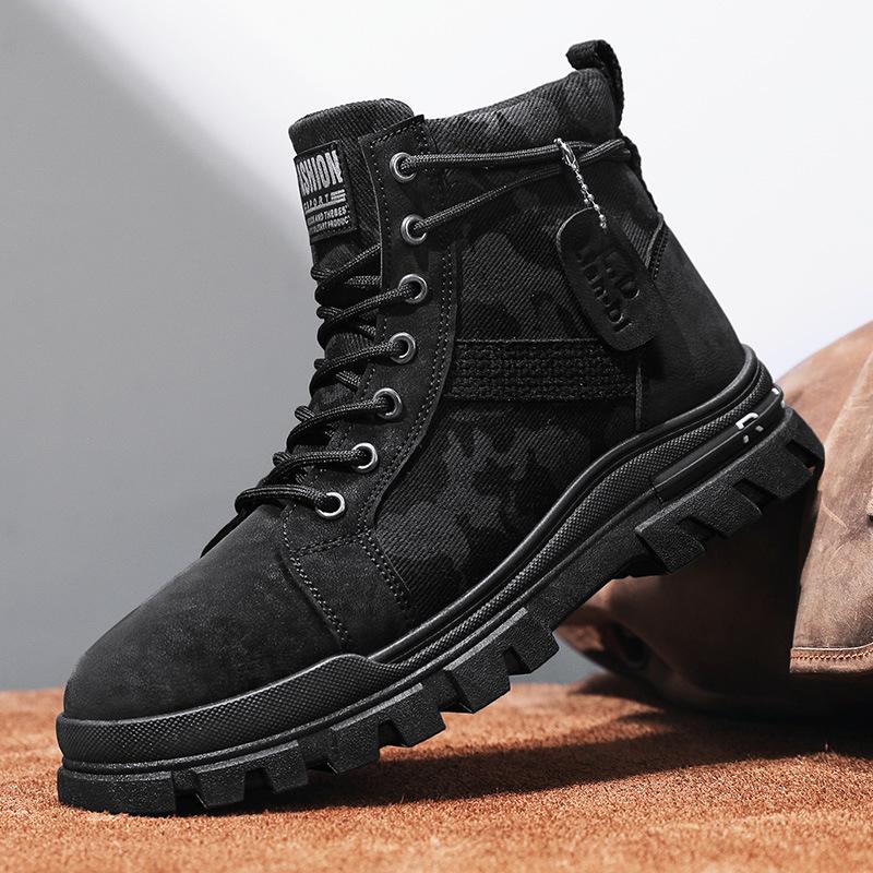 

Martin boots men s shoes autumn and winter high-top retro casual leather boots men s outdoor heightening medium-help tooling boots 39 чорний