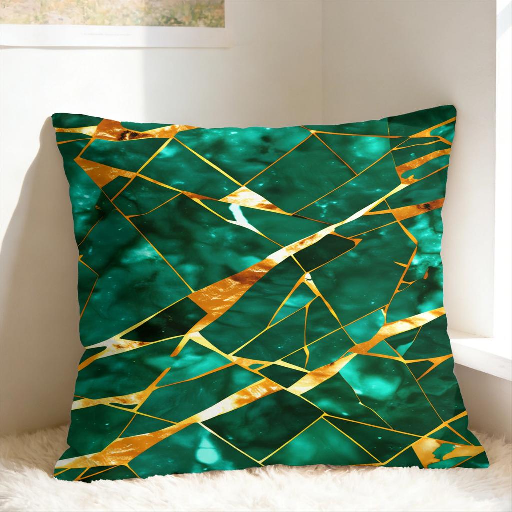 Green And Gold Line Pattern Pillow Case Print Pillow Cover For Sofa Home Decor Vintage Pillowcases