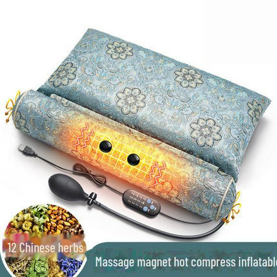 Heated Massage Compress Neck Pillow with Wormwood for Sleep and Cervical Support