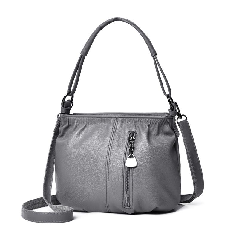 Borsa a Spalla Morbida in PU con Chiusura a Zip Frontale e Tracolla Regolabile Elegante Borsa Tote Quotidiana da Donna