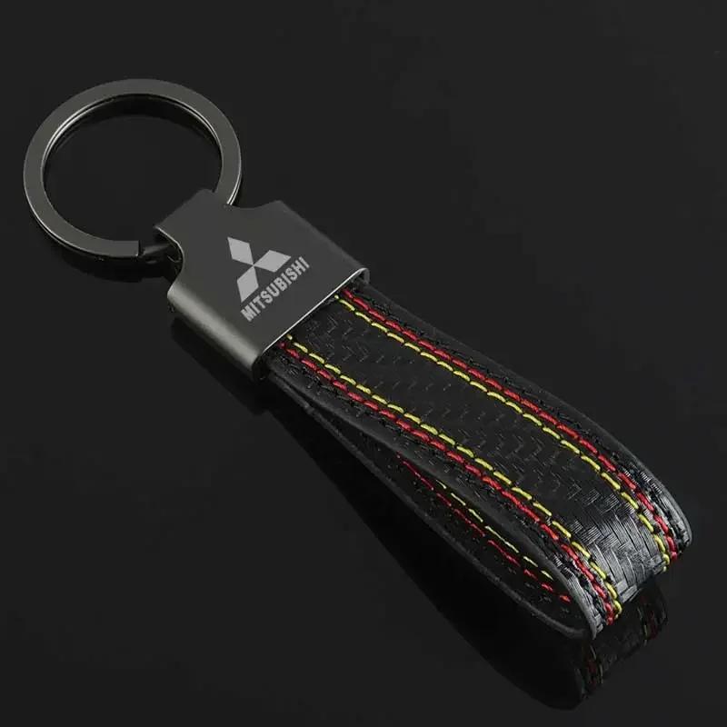

Carbon Fiber Leather Car Key Chain Holder Keyrings for Mitsubishi ASX Lancer Cordia Pajero Outlander Eclipse Galant Mirage L200