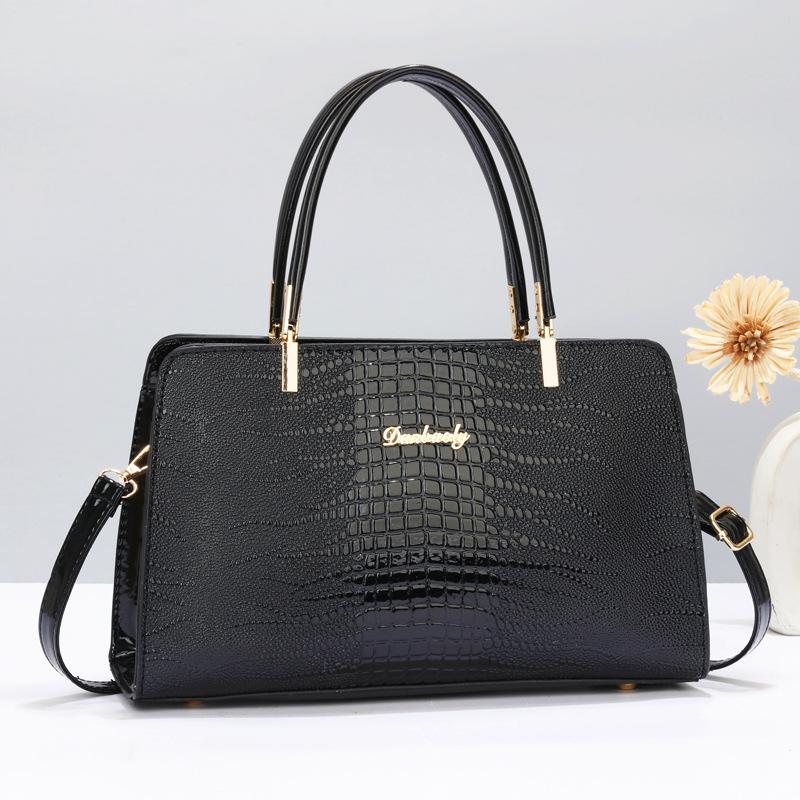 Women's Fashion Luxury Hot-Sale Patent Leather Lizard Pattern Shoulder Crossbody Top Handle Bag