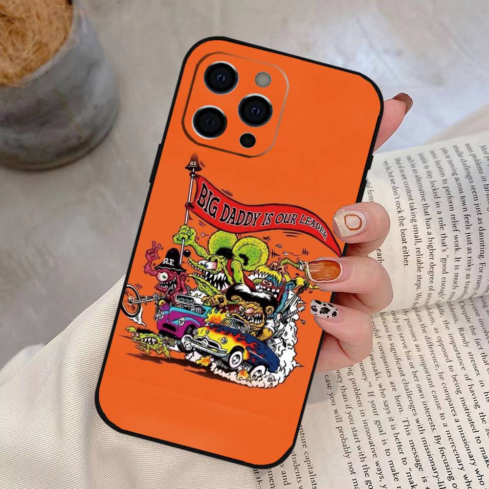 

R-Rat F-Fink A-Art Phone Case For iPhone 17,16,15,14,13,12,11 Plus,Pro Max,XS,Soft Silicone Black Cover iPhone12ProMax