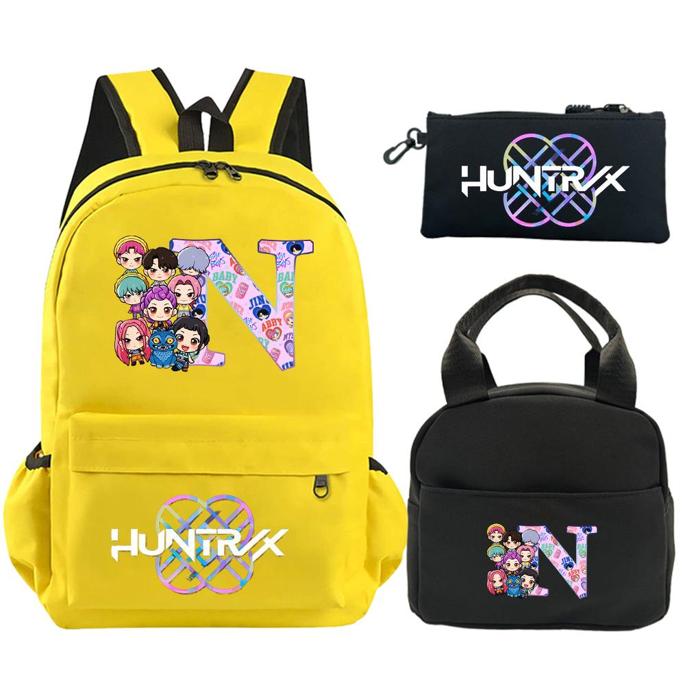 3Pcs/set 26 English Letter Printed Backpack Shoulder Bag Pencil Case for Teenager Student Boy Girl Schoolbag Large Capacity Waterproof Bookbag Gift