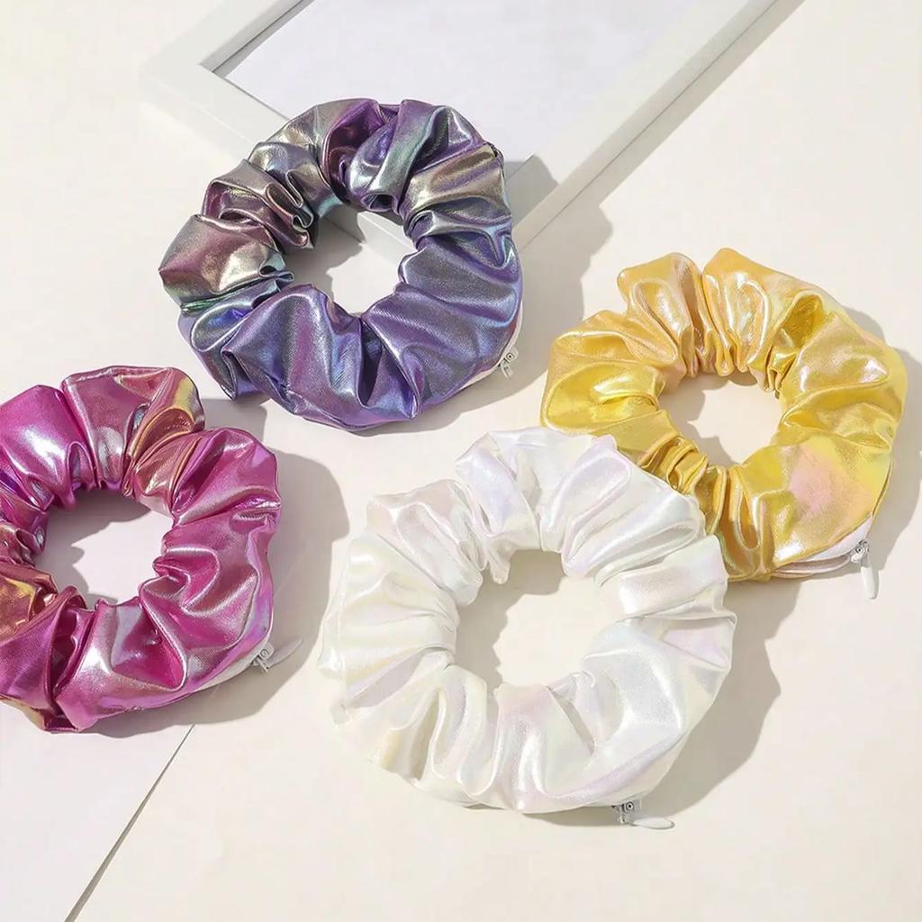 1pc Women's Multi Color Colorful PU Zipper Large Intestine Hair Ring Fashion Headband Hair Accessories Suitable for Parties
