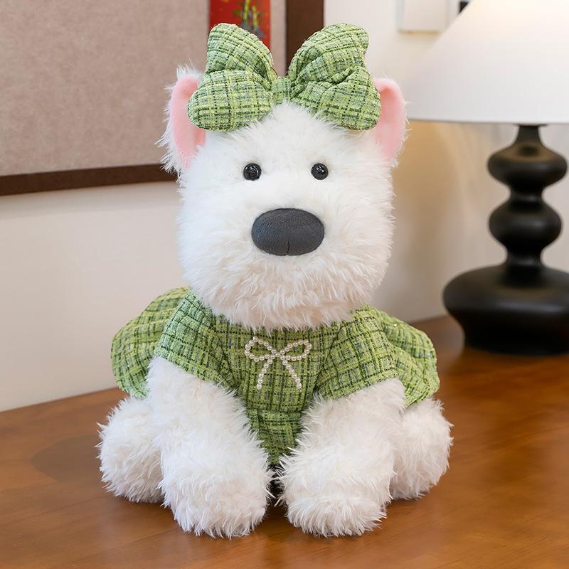 Cute Little Fragrant Style Western Highland Plush Toy Girl Birthday Gift Plaid Skirt Dog Office Doll