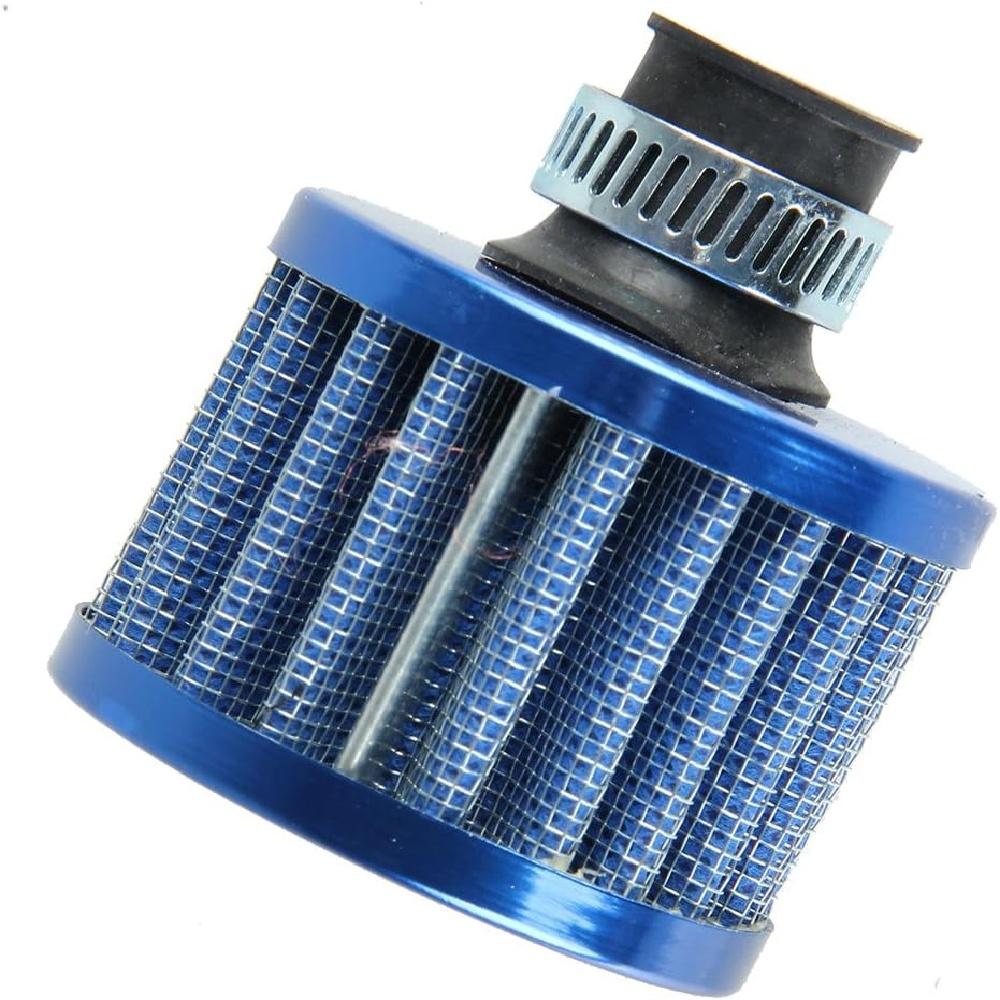 2 X 12mm Mini Universal Automotive Engine Tapered Cold Air Intake Filter – High-Flow Turbo Vent, Increases Horsepower – 3 Colors (Black/Blue/Red)