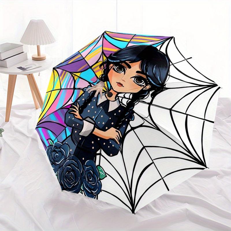 1pc Spider Web Wednesday Themed High-quality Umbrella,Automatic Opening and Closing Umbrella,Multi-functional Umbrella G0811029
