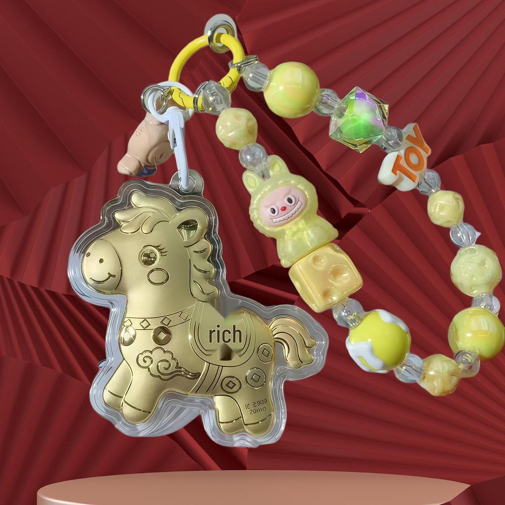 999 Reines Gold Pferde-Schlüsselanhänger-Anhänger: Sofortiger Reichtums-Glücksbringer für Telefon, Tasche oder Auto