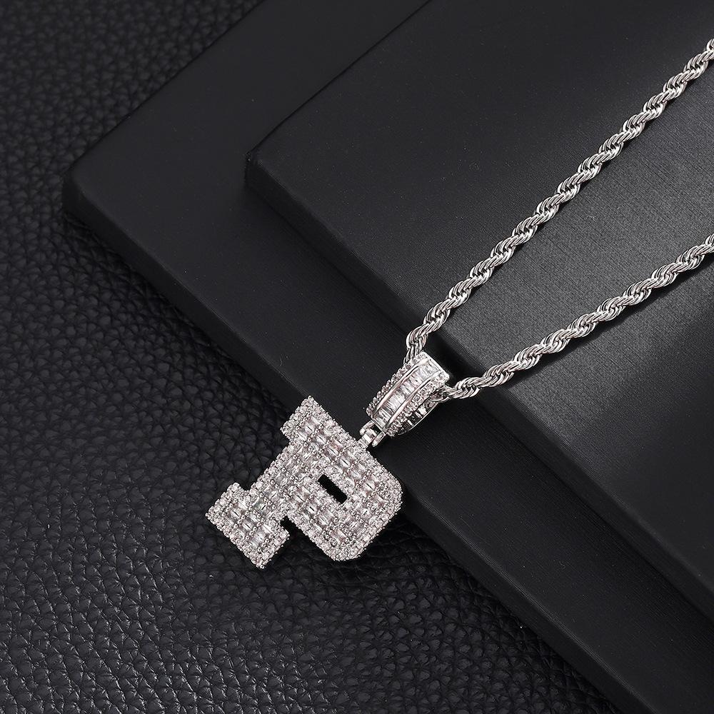 Hip Hop Letter Pendant Zircon Necklace Popular Instagram Personalized Accessory Niche Design Men's and Women's Pendant Necklace