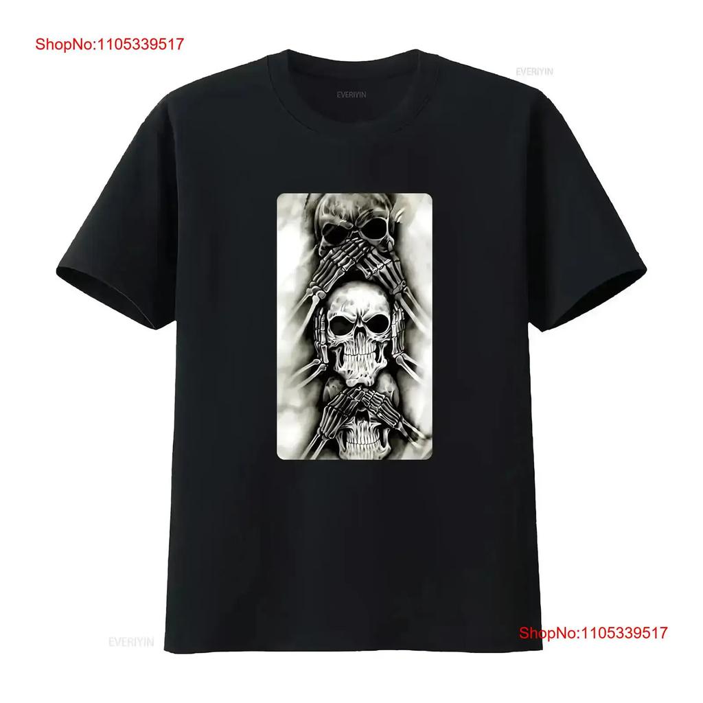 Cool Skull Design See No Evil Hear Speak T Shirt Size S 5XL Vintage Washed Casual Streetwear Ve