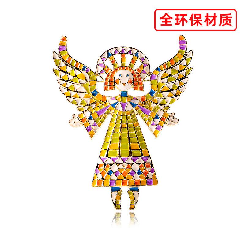 Брошь  Крылья Девы Ангела  Ретро Премиум Легкая Роскошь Универсальная Нишевая Расписная Аксессуары для Корсажа Девочки