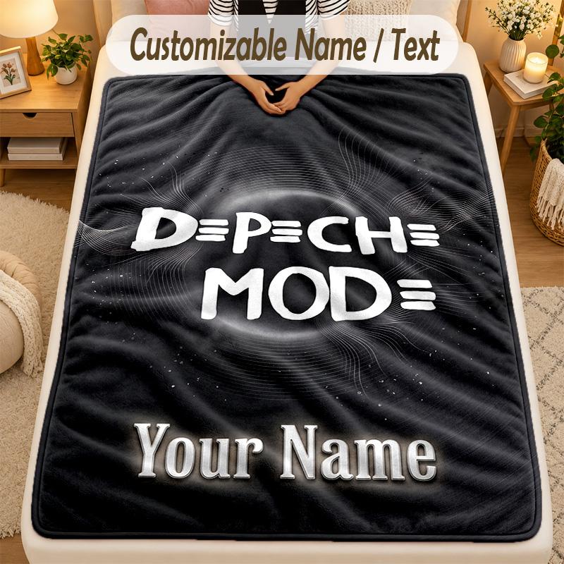 FlaneldeckeDepeche Mode Benutzerdefinierter Name Text Personalisierte Weiche Warme Überwurfdecke Heimdekoration Geschenk