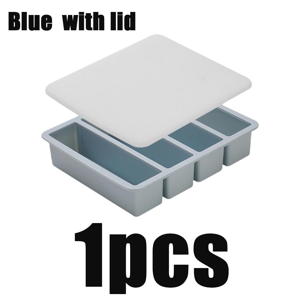 1pcs Strip-shap Ice Cube Trays Silicone 4 Grid Polychrome Durable Beer Drink Coffee Supplies Kitchen Easy-Release Ice Cube Molds
