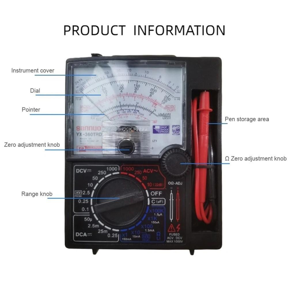 Pointer Display Voltage Current Tester Buzzer Alarm Ammeter Test Pen Multimeter  Electrical Testing