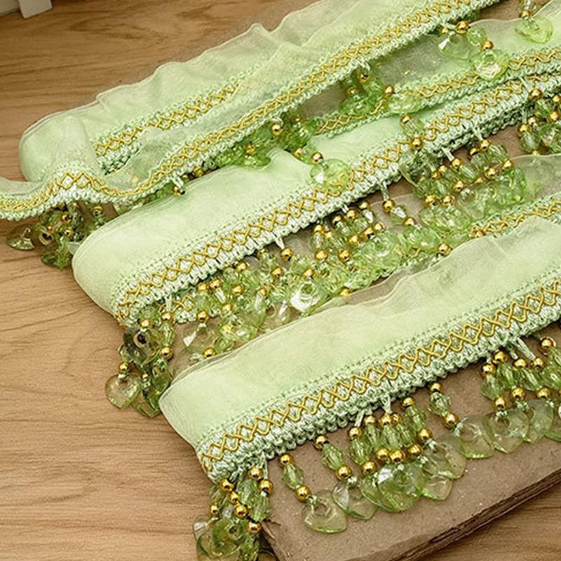 

10,5 метров кружевная занавеска с кисточками из хрустальных бусин, бахрома для штор, кружевная отделка для дивана, драпировка, обивка, рукоделие, шитье, декор, аксессуары