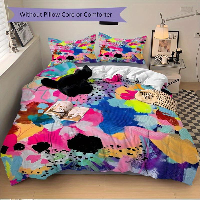 

3pcs Abstract Floral Print Bedding Set, Breathable and Soft, Suitable for Bedroom Decor (1*Duvet Cover + 1/2*Pillowcases, No Core) yy250821149 135x200cm