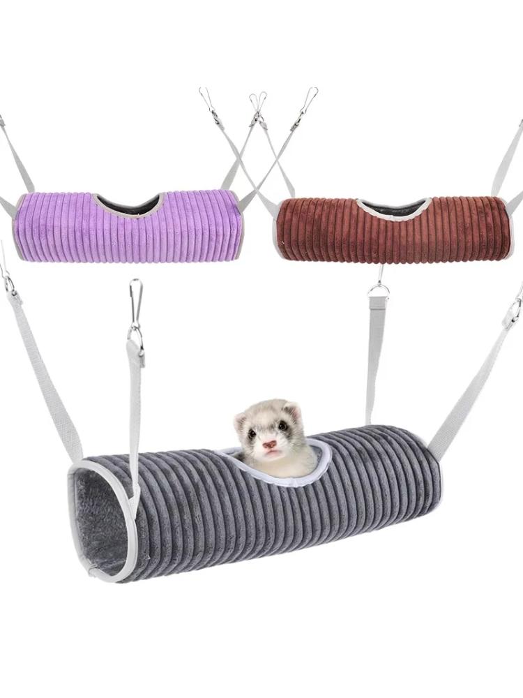 Hamster Cage Hammock Ferret Hide Tunnel Warm Rat Small Animals Play Tube Swing Sleeping Hanging Bed Nests Hideaway funny Toys