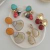 KunJoe 4 Styles Vintage Acrylic Geometric Pendant Earrings for Women Boho Fashion Irregular Resin Drop Earrings New Year Jewelry
