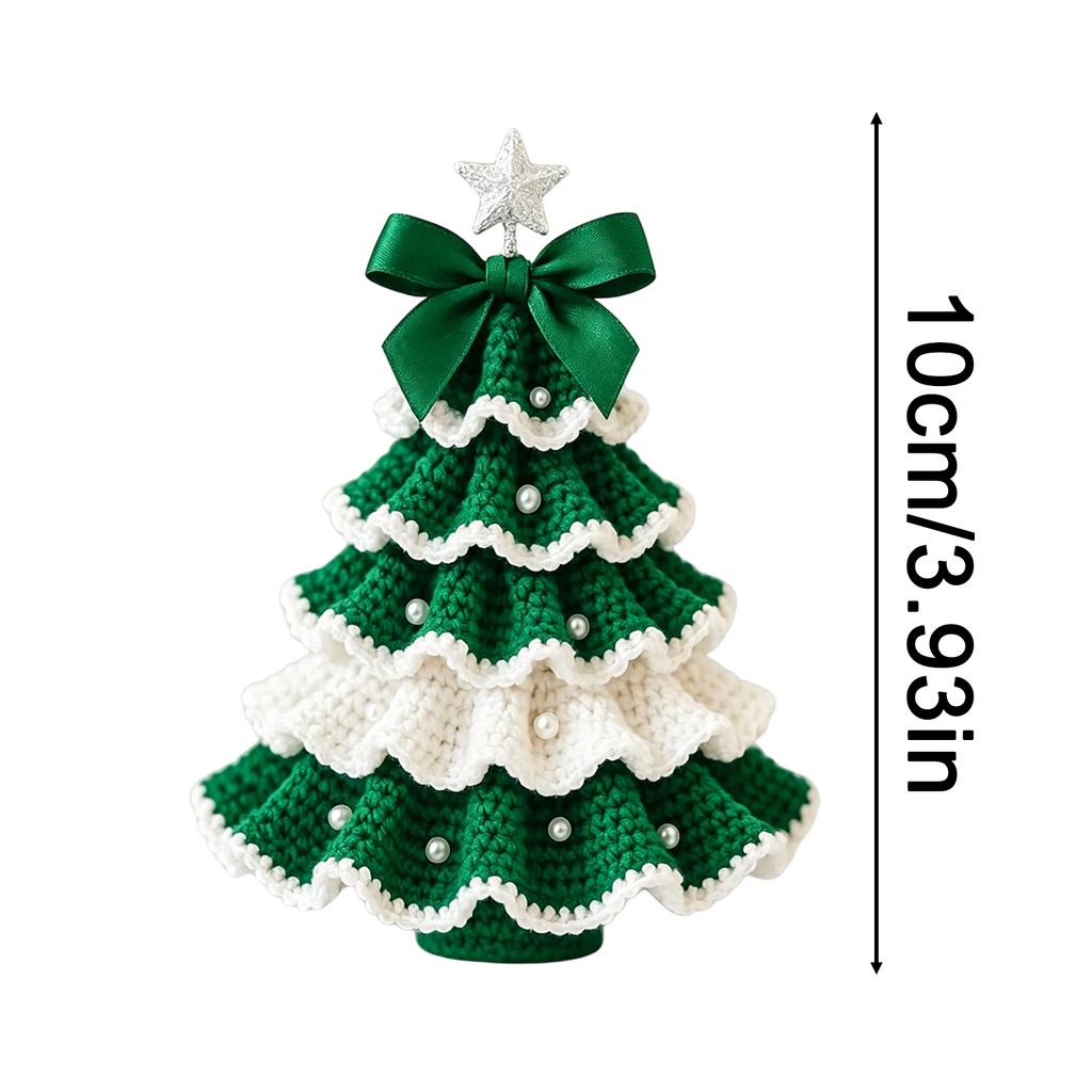 Decorative Yarn Tree for Bookshelves DIY Crochet Christmas Kit,Beginner-Friendly Xmas Craft Kit with Bow Complete Starter And Faux Pearl Embellishment