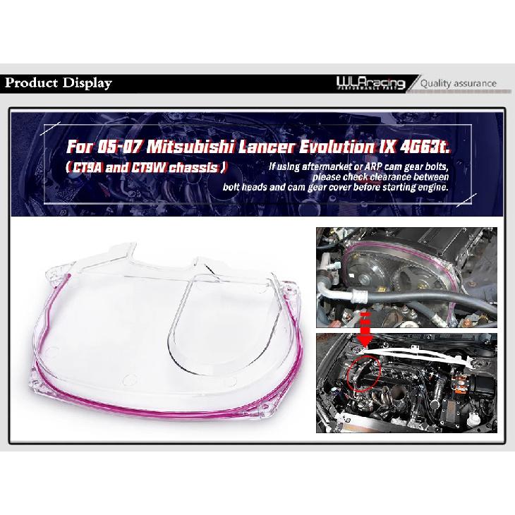 Coperchio Cinghia di Distribuzione Puleggia Ingranaggio Cam Trasparente Per 05-07 Mitsubishi Lancer Evolution 9 EVO IX 4G63t CT9A CT9W Policarbonato