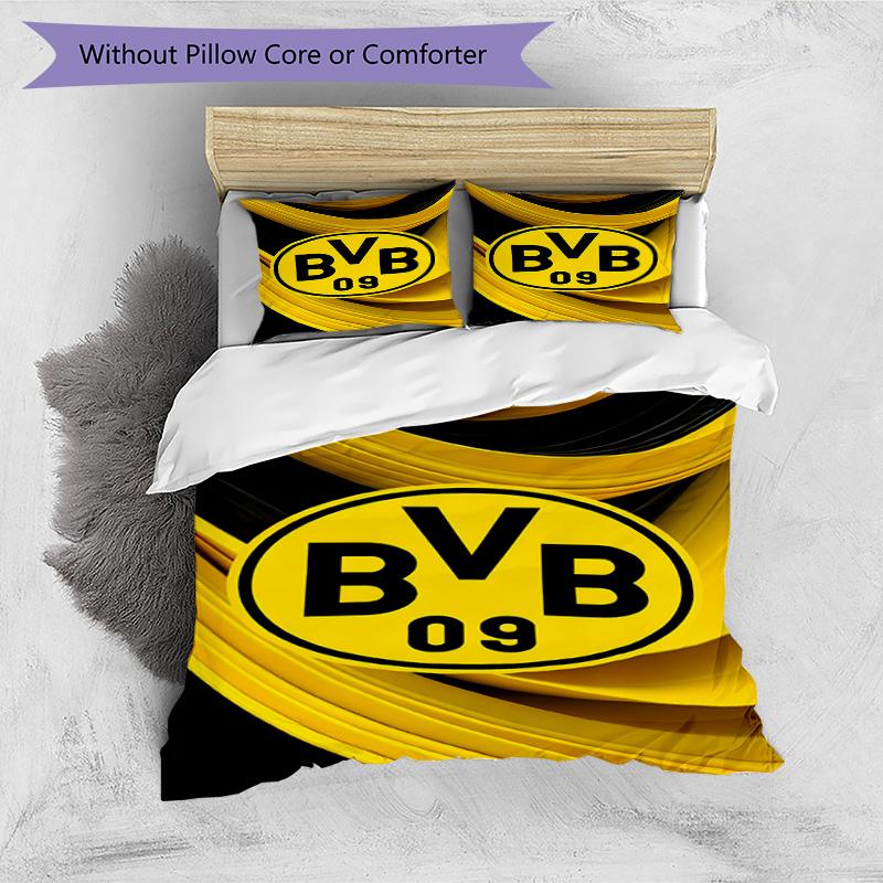 3pcs Duvet Cover Set (1*Duvet Cover + 2*Pillowcase, Without Core), Borussia Dortmund Print Bedding Set, Bedroom Decor, All‑Season, Birthday Gift
