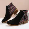 2025 autumn new European and American side zipper large size color matching Martin boots women's thick heel low heel women's short boots and bare boo