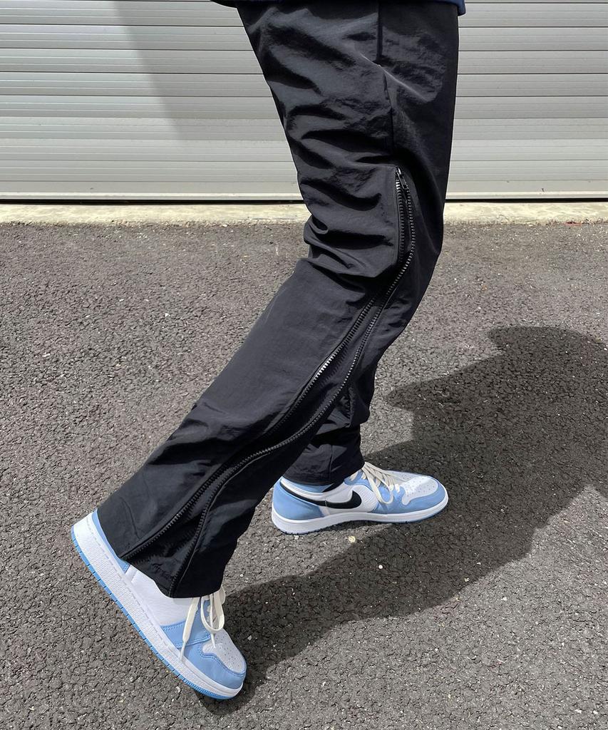 Keullako Nylon Side Zipper Pants (Black)