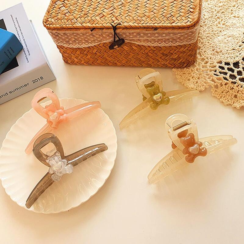 Women s Summer Mini Transparent Bear Half-Ponytail Clip A29650_Pink