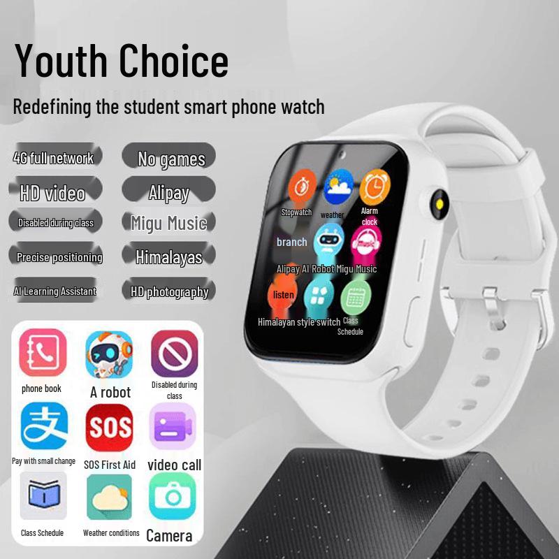 4G Kids' Smartwatch with Video Call, GPS, Alipay, and Card Slot.