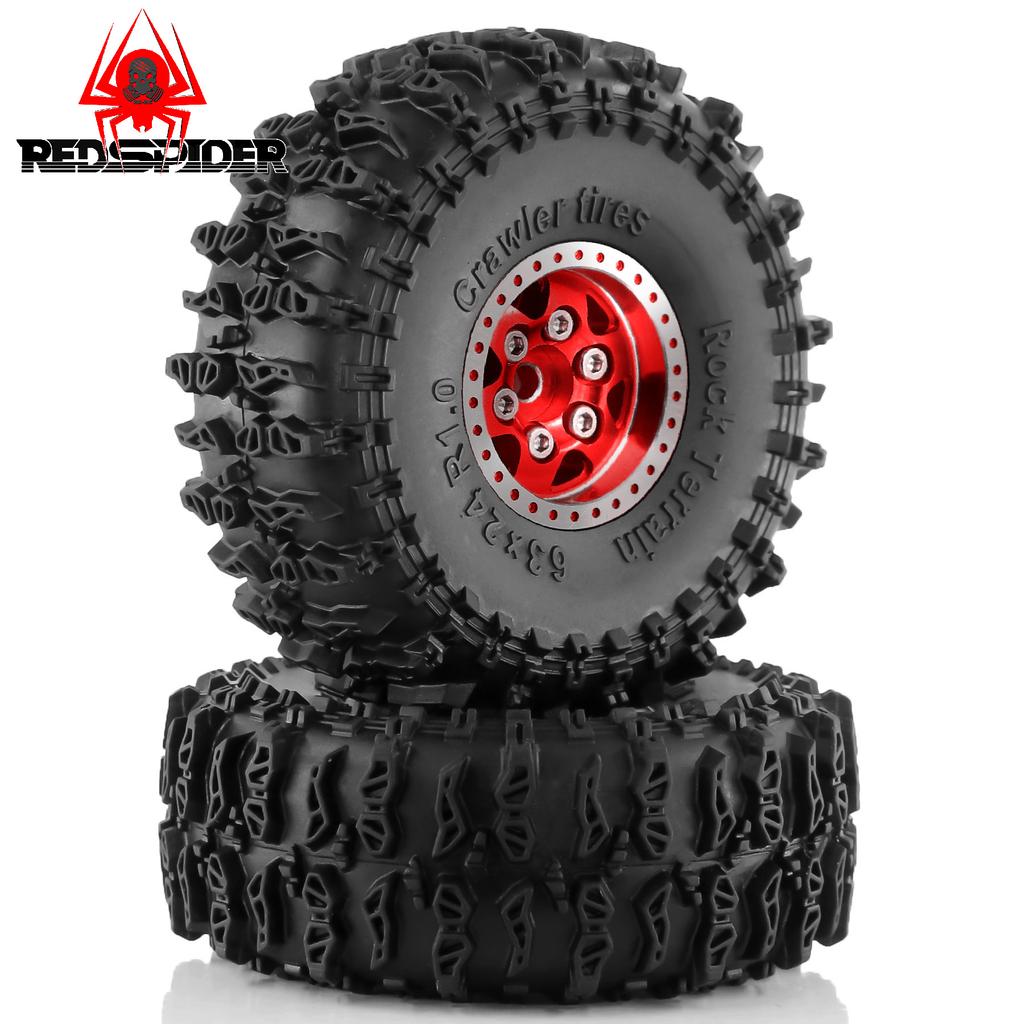 4pcs OD 63mm 1.0" Metal Beadlock Wheel Tire Set For 1/18 RC Crawler Car TRX4M SCX24 Upgrade Parts Accessories