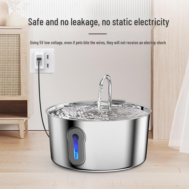 Stainless Steel Pet Water Dispenser with Automatic Circulation, 4L Capacity - Cat & Dog Drinking Fountain
