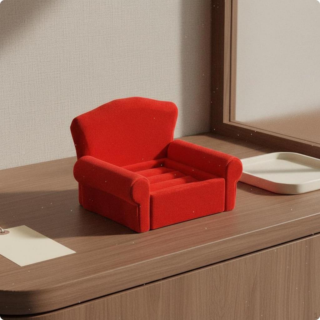 Couch Jewelry Box Creative Design Sofa for Vanity Table Red Short