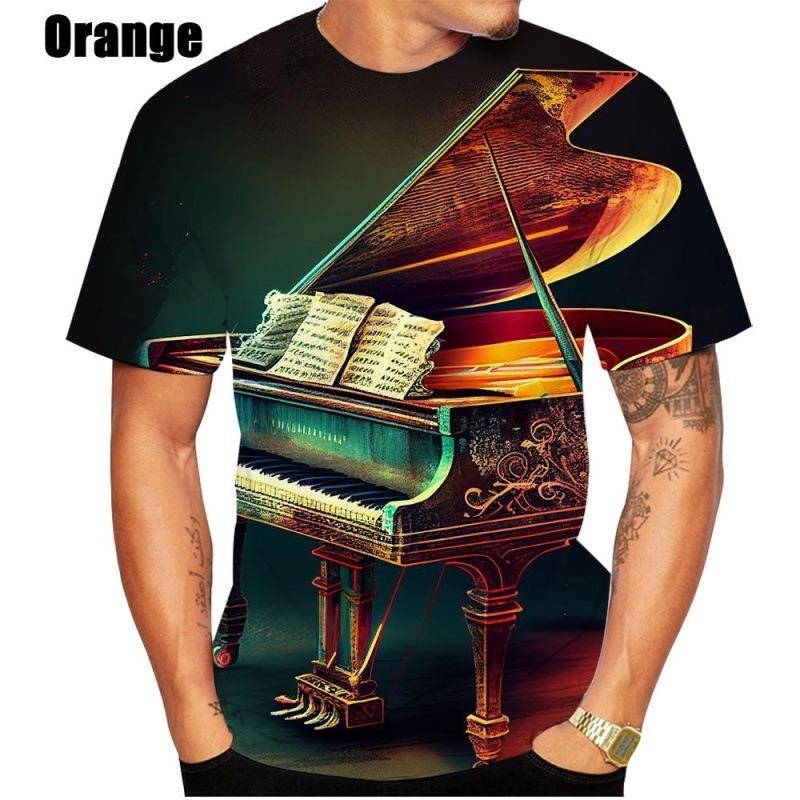 Mode 3D-Druck T-Shirt Klaviernoten Schwindel Hypnotisch Lustige Kurzarm-Tees Männer/Frauen Tops
