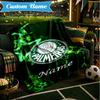 Custom Name Green Palm Tree Emblem Blanket Lightweight Ideal Bedding Blanket Perfect for Travel, Camping, Living Rooms, Sofas, Christmas gift
