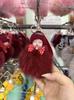 Authentic Fox Fur Pompon Keychain: Cute Plush Sleeping Doll Bag Charm