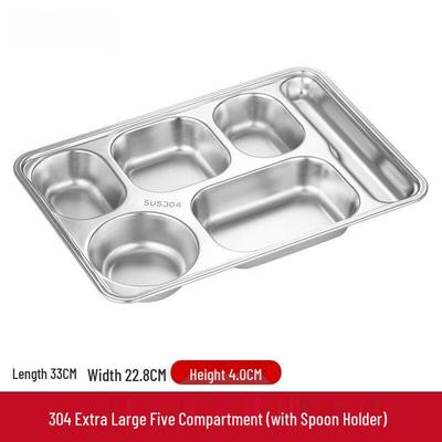 ZLIII 304 Stainless Steel 5-Compartment Divided Meal Tray