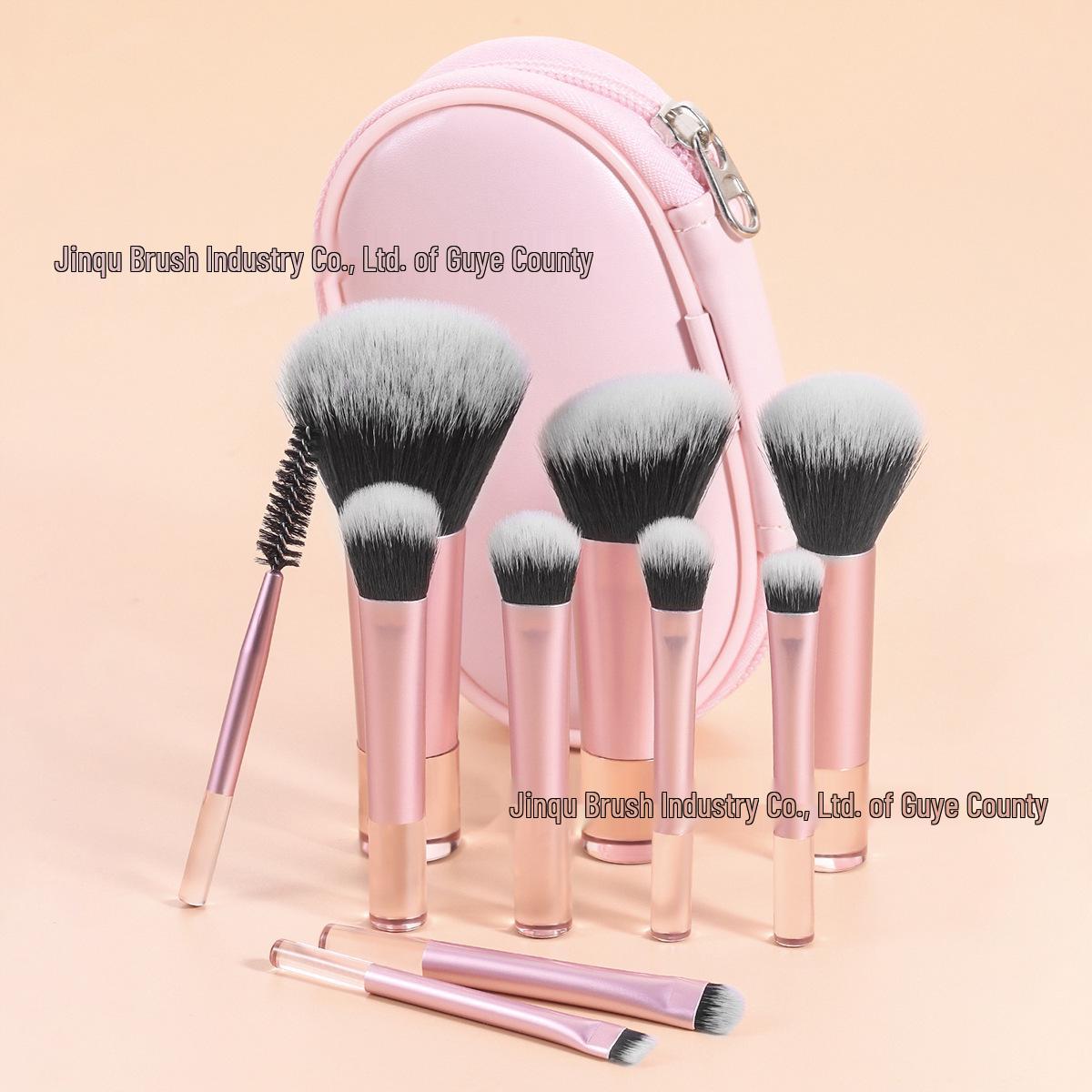10-Piece Portable Makeup Brush Set: Powder, Eyeshadow, Contour - Ideal for Beginners.