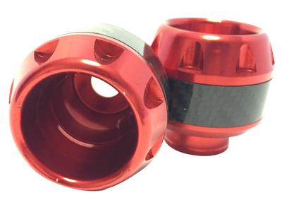Nakira Axle Sliders, Frame Sliders, Engine Guards, Universal, Set of 2 (Red)