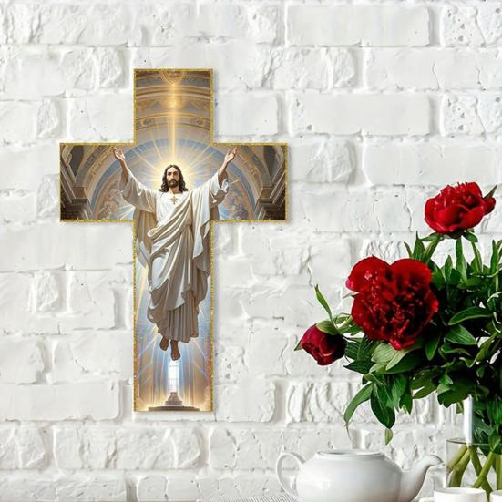 Jesus Kristus Veggdekorasjon 2D Flat Akryl Frelser Veggkunst Hjemmekontor Stue Soverom Veggoppheng Kristent Religiøst Ornament