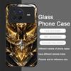 Stylish Eagle Golden Diamond Pattern Tempered Glass Phone Case for OPPO Reno 13 F 12 11 10 Pro Plus Find X8 X3 Lite A58 5G Cover