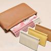 Soft Pebbled Leather Self-closing Coin Purse Portable Long Card Holder Storage Cash Pouch Men Women