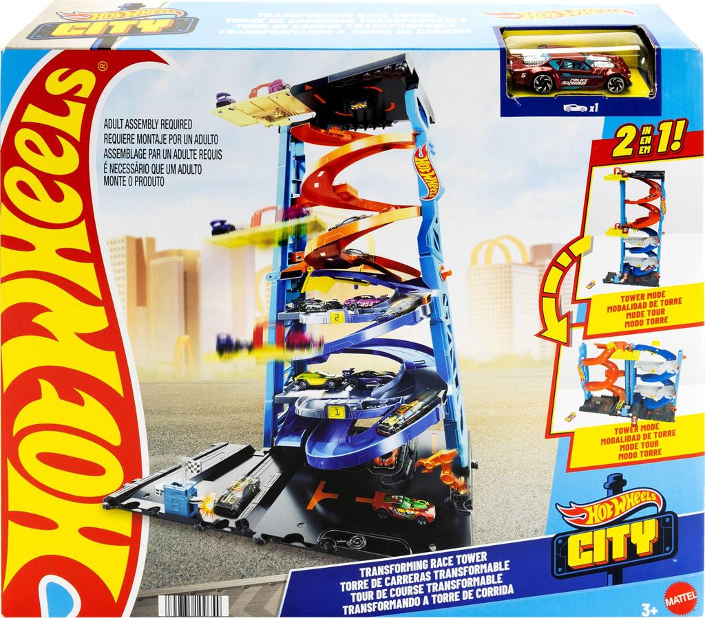 Hot Wheels Transform Race Tower Playset with 1 Mini Car (Ages 3 and Up) HKX43