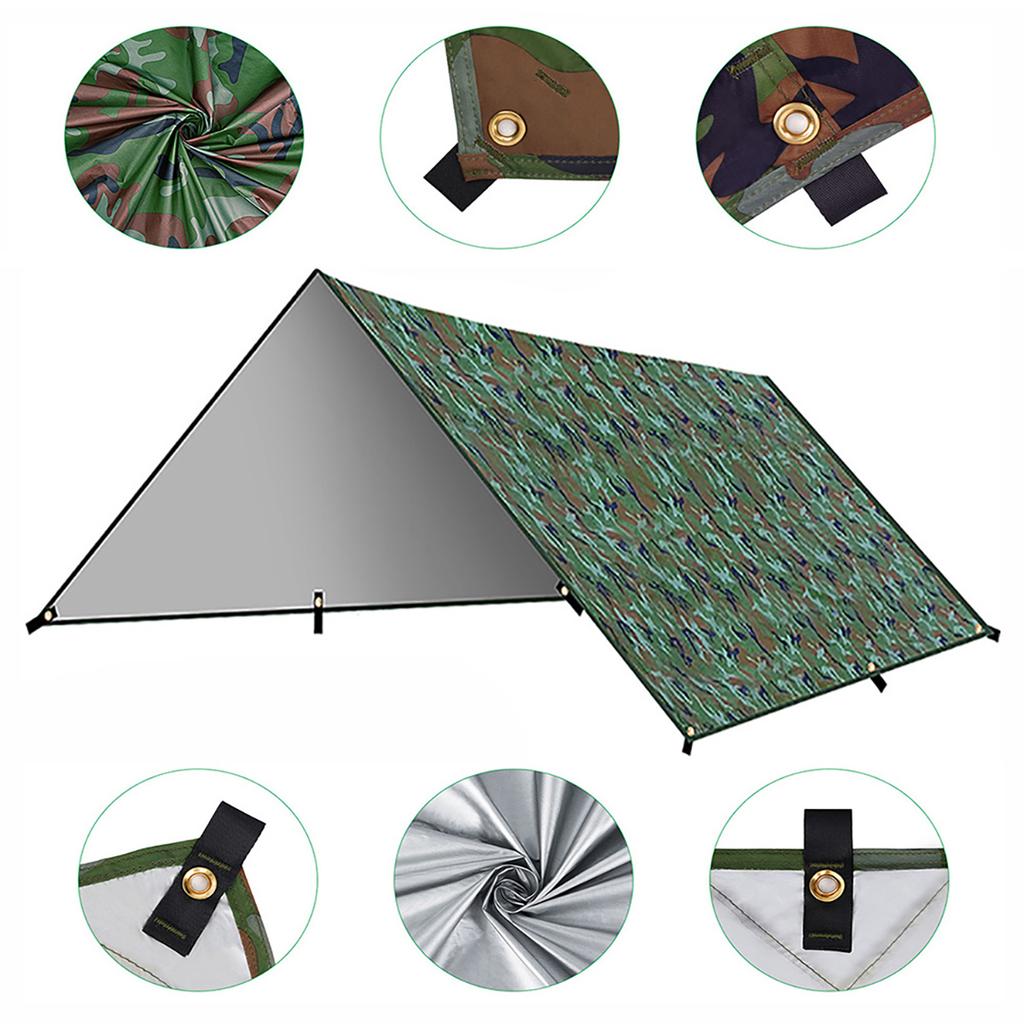 Waterproof Camping Sunshade, Portable Tent Tarpaulin, UV-Protective Sunshade, Outdoor Camping Multi-Function Gear - Camo