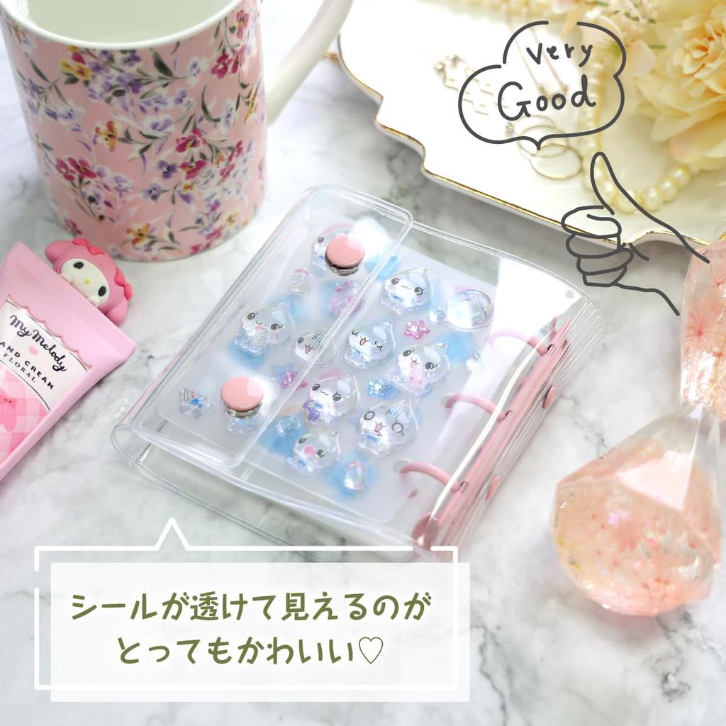 Loco Neko Sticker Book with 6 Sticker Interchangeable Storage and Exchange Sheets, O-Ring Style, (Black, Regular)