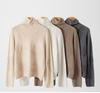 Lekasha 100% Pure Cashmere Rolled Edge High Neck Embossed Knit Top