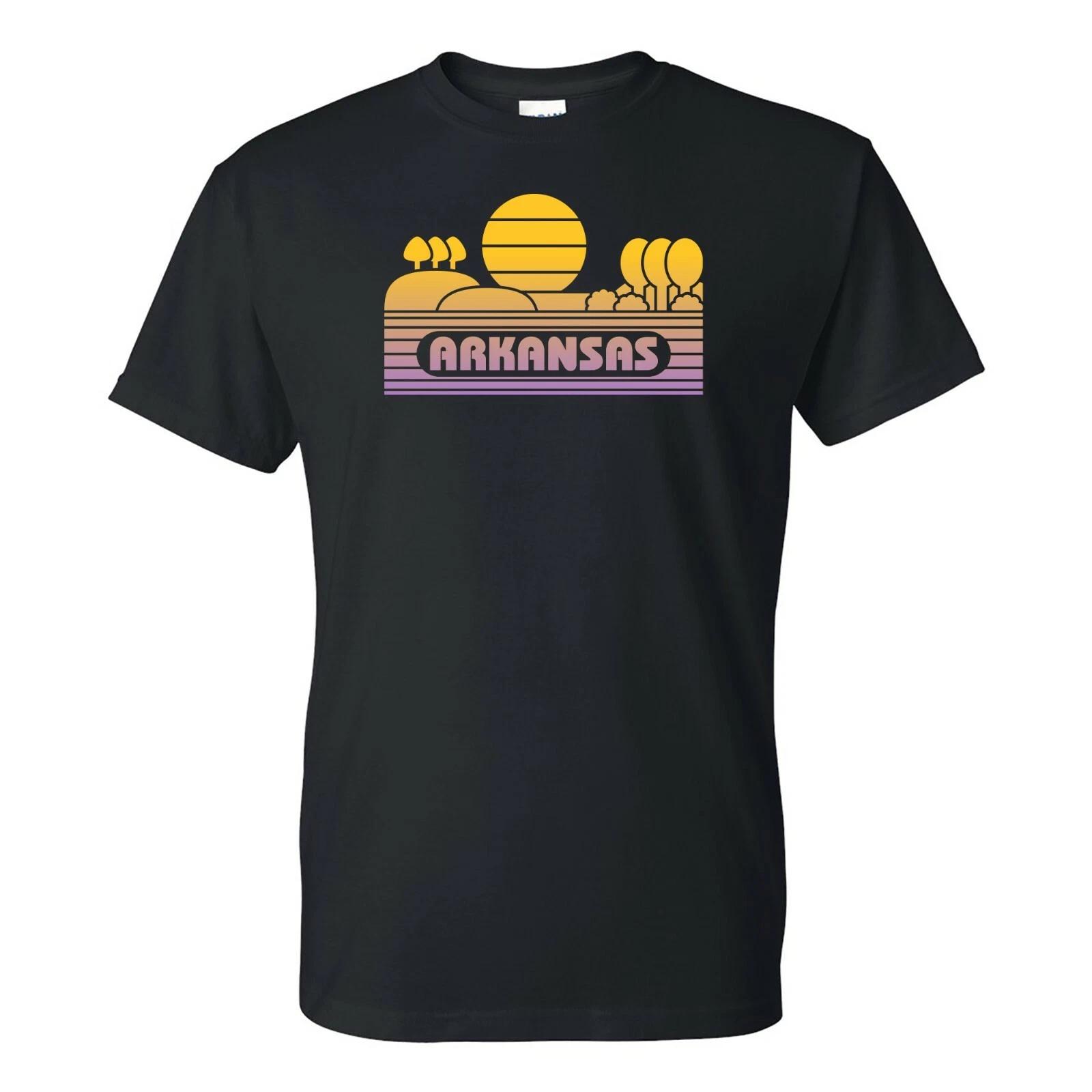 Arkansas Groovy Sunset - Landscape Vacation Home State T Shirt - Black 4XL