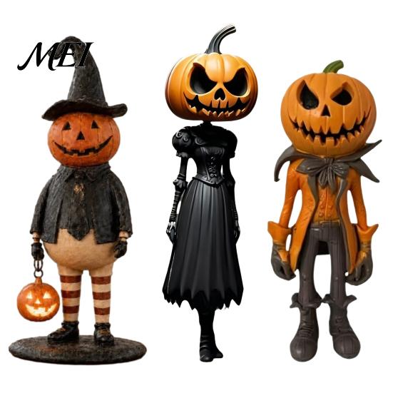 Unique Holiday Gift for Fall Pumpkin Witch Figurine, Spooky Halloween Statue with Lantern, Festive Party Table Centerpiece Vintage Gothic Resin