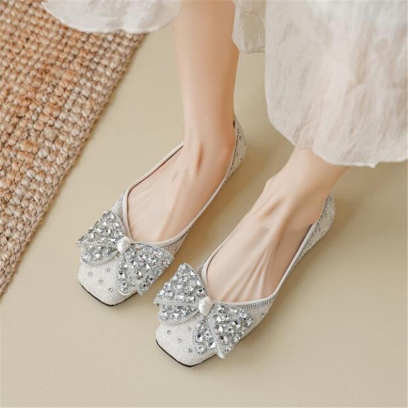 Pointed Toe Flat Shoes Luxury Rhinestones Women Slip On Shoes Casual Breathable Ballet Flats Women Loafers Comfort Ladies Shoes