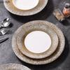 Golden Ceramic Dining Plate Pasta Dish Steak Plates Grass Hat Soup Plate Dessert Bowl Serving Plates Fruit Salad Bowl Sushi Dish